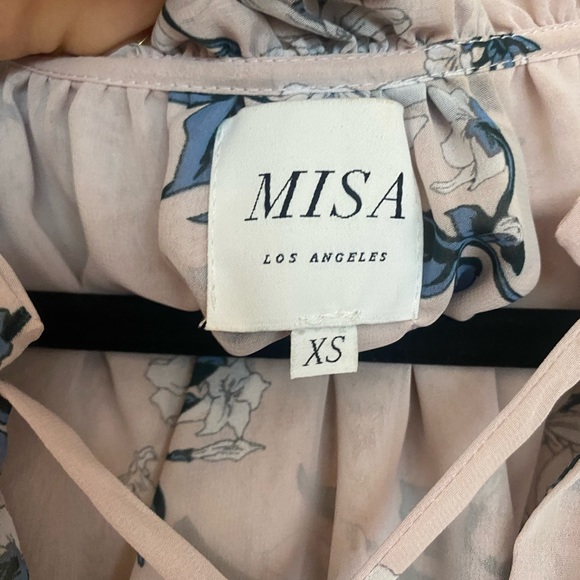 MISA Los Angeles Veneda Pink Floral Sleeveless Ruffle Top - Picture 5 of 7